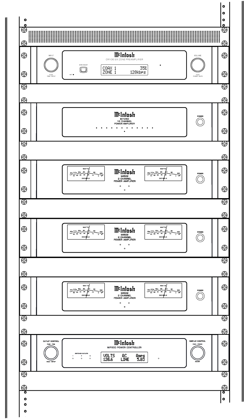 McIntosh CR106 2-Channel 6-Zone Preamplifier / Audio Matrix