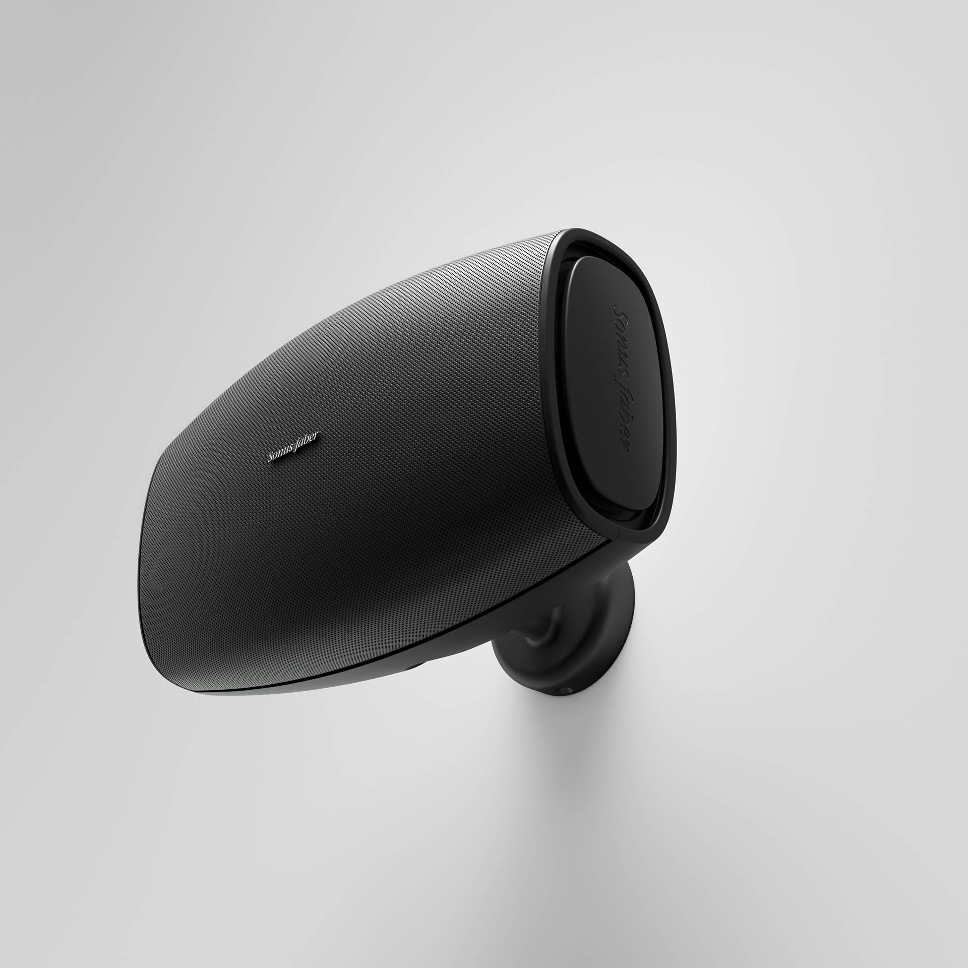 The Sonus faber Aster outdoor speaker in a black finish, highlighting its sleek design.