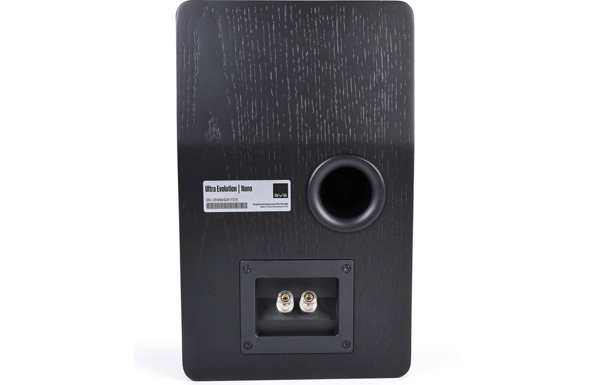 SVS Ultra Evolution Nano Bookshelf Speaker Black Oak Veneer | The Grid HiFi