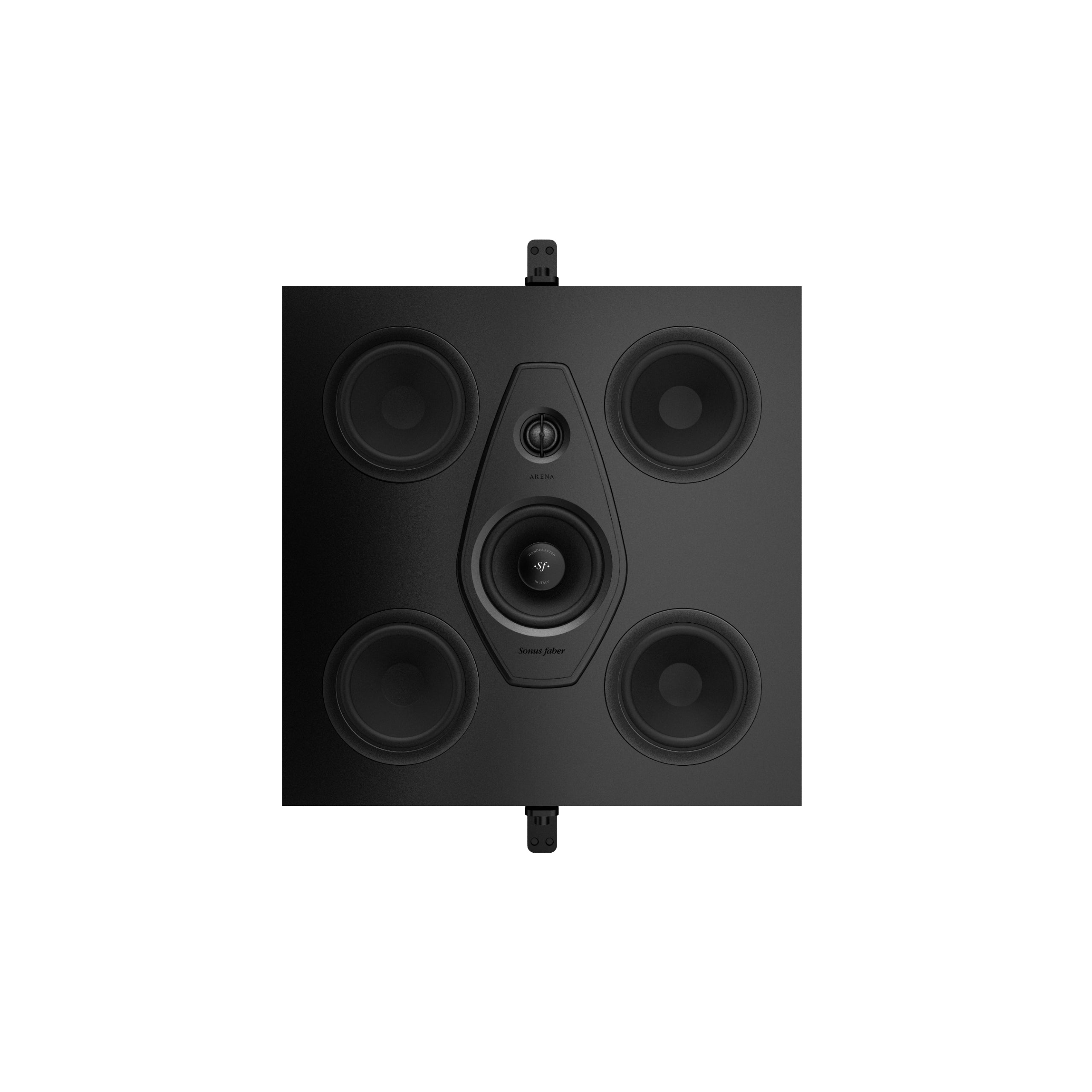 A front view of the Sonus faber Arena 10 3-way in-ceiling / in-wall speaker without the grille.