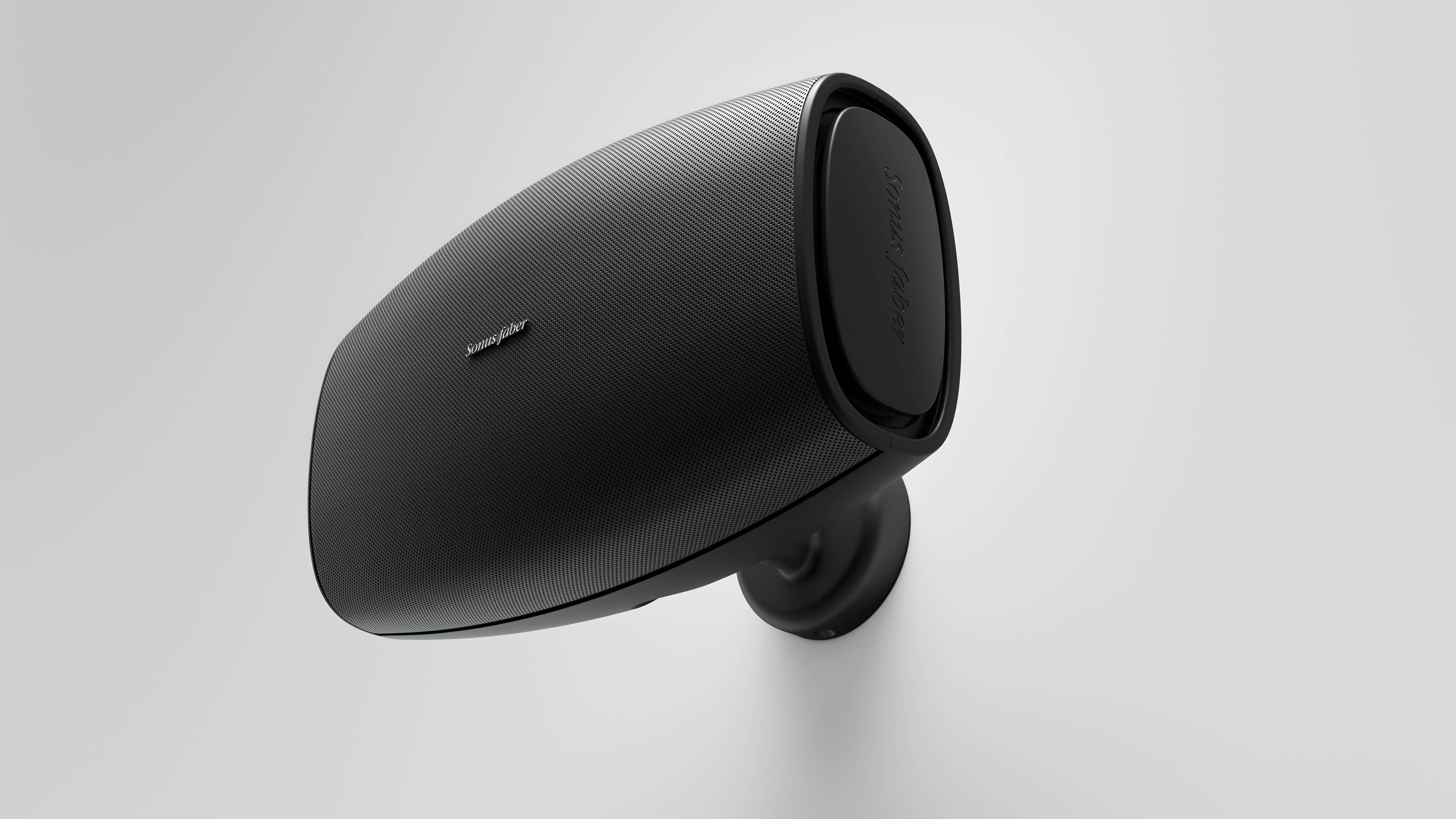 The Sonus faber Aster outdoor speaker in a black finish, highlighting its sleek design.
