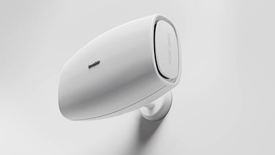 The Sonus faber Aster outdoor speaker, elegantly displayed on a wall to enhance its aesthetic appeal.