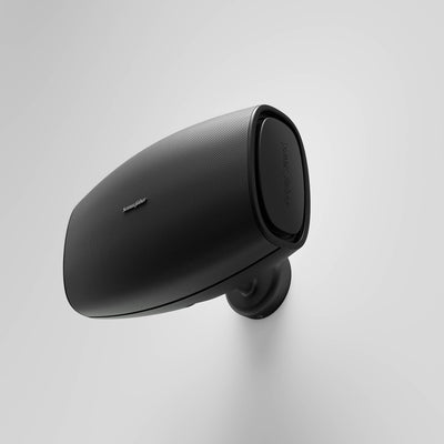 The Sonus faber Aster outdoor speaker in a black finish, highlighting its sleek design.