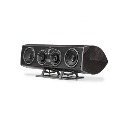 Front view of Sonus faber Vox G3 home cinema speaker in Graphite Wood - Italian Leather finish.