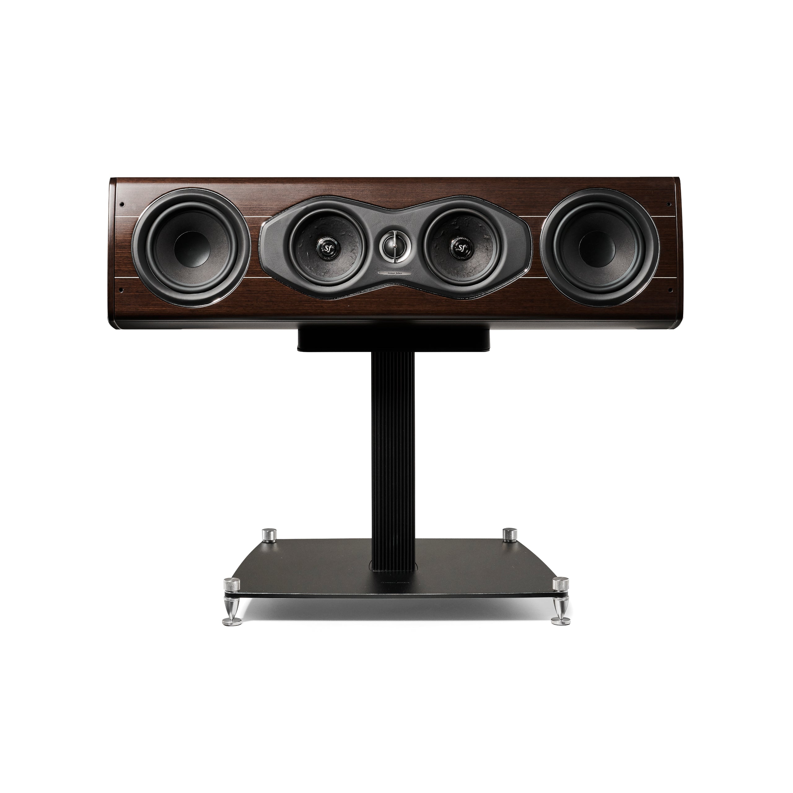 A front view of the Sonus faber Olympica Nova CII center channel speaker in wenge wood finish.