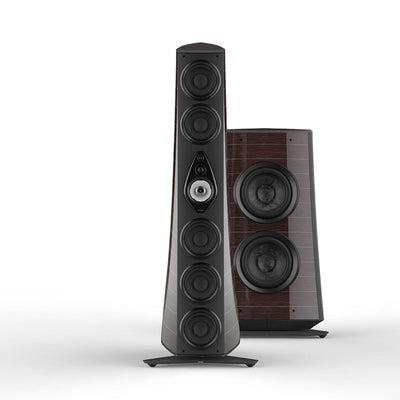 Suprema tower and subwoofer speakers in red wenge gloss leather