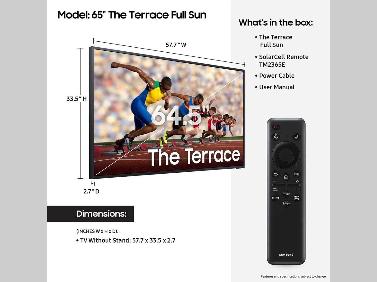 Samsung The Terrace 65" Full Sun Outdoor TV | The Grid